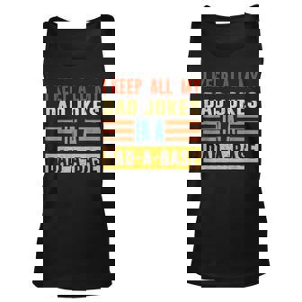 I Keep All My Dad Jokes In A Dad-A-Base Vintage Fathers Day Tank Top | Mazezy