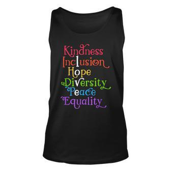 Kindness Love Inclusion Equality Diversity Human Rights Unisex Tank Top | Mazezy