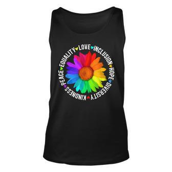 Kindness Peace Equality Love Inclusion Hope Diversity Lgbt Unisex Tank Top | Mazezy