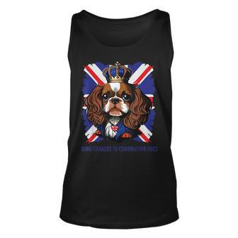 King Charles Coronation Spaniel Dog Wearing A Crown & Flag Unisex Tank Top | Mazezy