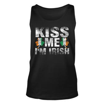 Kiss Me Im Irish Flag Saint Patrick Day Shamrock Gifts Unisex Tank Top - Seseable
