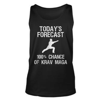 Krav Maga Self-Defense Funny Shirt - Todays Forecast Unisex Tank Top | Mazezy