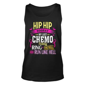 Last Chemo Today Ring The Bell Breast Cancer Awareness Unisex Tank Top | Mazezy