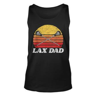 Lax Dad Vintage X Crossed Lacrosse Sticks 80S Sunset Retro Unisex Tank Top - Seseable