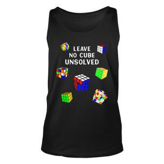 Leave No Cube Unsolved Math Lover Funny Speed Cubing Puzzles Unisex Tank Top - Seseable