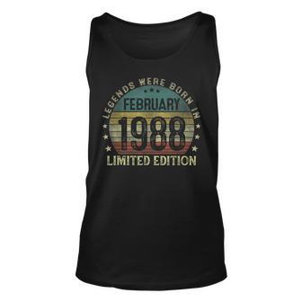 Legenden Februar 1988 Unisex TankTop, 35. Geburtstag Mann Retro Design - Seseable