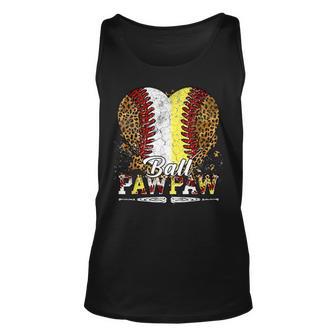 Leopard Baseball Pawpaw Funny Softball Heart Fathers Day Unisex Tank Top - Thegiftio