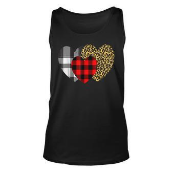 Leopard Heart Buffalo Red Black Plaid Heart Valentine Day V2 Unisex Tank Top - Seseable