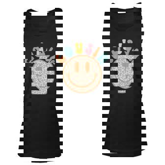 Leopard Hippie Smile Face Retro Groovy Cousin Mothers Day Unisex Tank Top | Mazezy