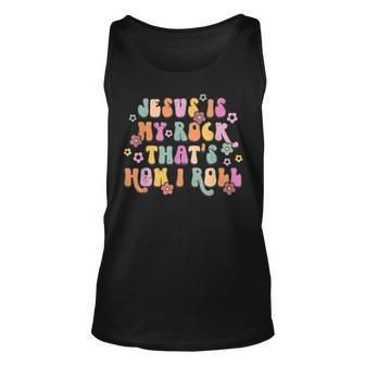 Leopard Jesus Is My Rock And That Is How I Roll Retro Groovy Tank Top | Mazezy