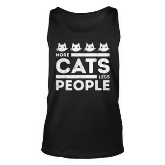 Less People More Cats Funny Kitten Lover Pride Unisex Tank Top - Seseable