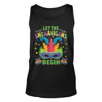 Let The Shenanigans Begin Mardi Gras Mask Costume Outfit Unisex Tank Top - Seseable
