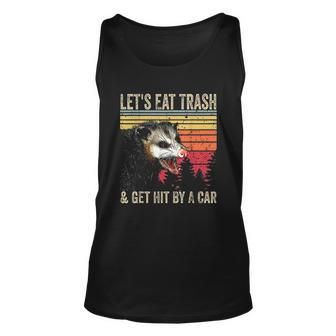 Lets Eat Trash And Get Hit By A Car Gifts Vintage Opossum Men Women Tank Top Graphic Print Unisex - Thegiftio UK