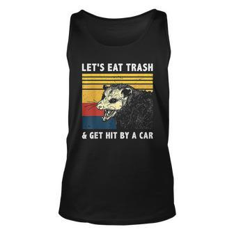 Lets Eat Trash And Get Hit By A Car Opossum Vintage V2 Men Women Tank Top Graphic Print Unisex - Thegiftio UK