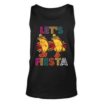 Lets Fiesta Cinco De Mayo Funny Dancing Mexican Taco Griddy Unisex Tank Top - Thegiftio UK