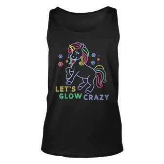 Lets Glow Crazy For Unicorn Lovers Glow Party Birthday Unisex Tank Top - Thegiftio UK