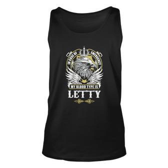 Letty Name - In Case Of Emergency My Blood Unisex Tank Top - Seseable