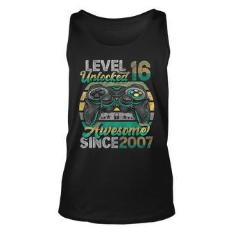 Level 16 Unlocked Awesome Since 2007 16Th Birthday Gaming Unisex Tank Top - Seseable
