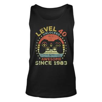 Level 40 Unlocked Awesome Since 1983 40Th Birthday Gaming Unisex Tank Top - Seseable