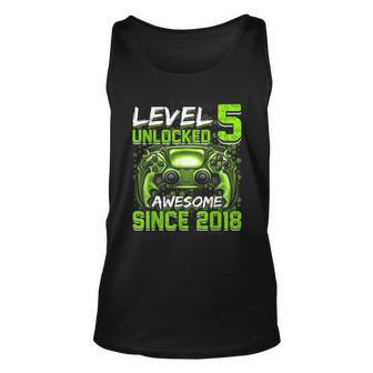 Level 5 Unlocked Awesome Since 2018 5Th Birthday Gaming V3 Unisex Tank Top - Seseable