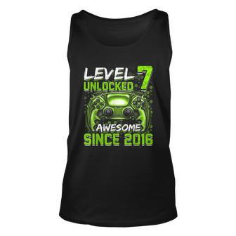 Level 7 Unlocked Awesome Since 2016 7Th Birthday Gaming V2 Unisex Tank Top - Seseable