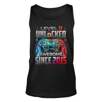 Level 8 Unlocked Awesome Since 2015 8Th Birthday Gaming V12 Unisex Tank Top - Thegiftio UK