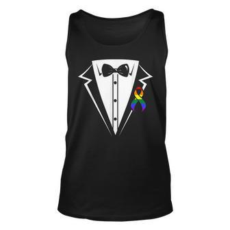 Lgbt Pride Gay Bachelor Party Tuxedo Engagement Unisex Tank Top | Mazezy