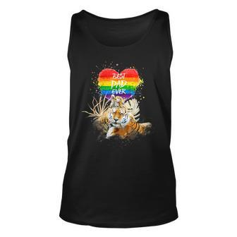 Lgbtq Pride Daddy Tiger With Baby Best Dad Ever Unisex Tank Top | Mazezy
