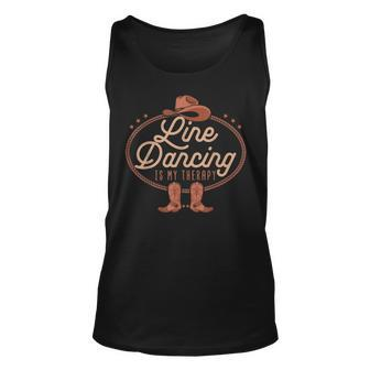 Line Dancing Is My Therapy Country Music Line Dancer Unisex Tank Top - Thegiftio UK
