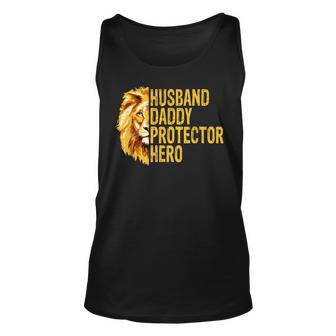 Lion Dad Funny Husband Daddy Protector Hero Fathers Day Unisex Tank Top - Thegiftio UK