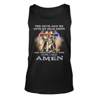 Lion The Devil Saw Me With My Head Down And Thought Unisex Tank Top | Mazezy