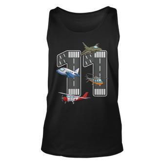 Little Pilot 11Th Birthday Party 11 Eleven Year Old Airplane Tank Top | Mazezy