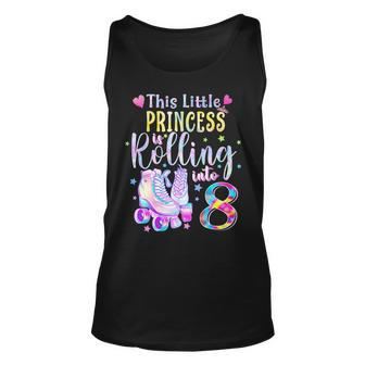 This Little Princess Rolling Into 8 8Th Birthday Skate Girls Tank Top | Mazezy