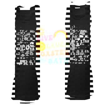 Live Laugh Toaster Bath Playful Groovy Bathroom Humor Joke Unisex Tank Top | Mazezy