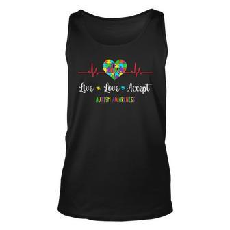 Live Love Accept In April We Wear Blue For Autism Awareness Tank Top | Mazezy