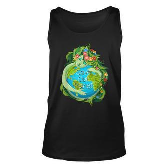 Love Morther Earth Day Save Our Planet Environment Green Unisex Tank Top | Mazezy