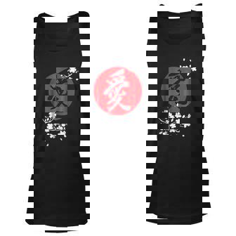 Love Vintage Japanese Kanji And Cherry Blossom Men Women Tank Top Graphic Print Unisex - Thegiftio