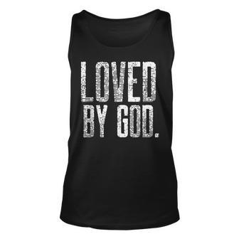 Loved By God Christian Faith Religious Motivational Believer Tank Top | Mazezy
