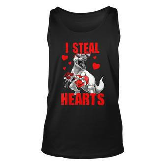 Lover I Steal Hearts Valentine Cute T Rex Valentines Day Unisex Tank Top - Seseable