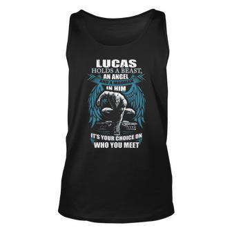 Lucas Name Gift Lucas And A Mad Man In Him V2 Unisex Tank Top - Seseable