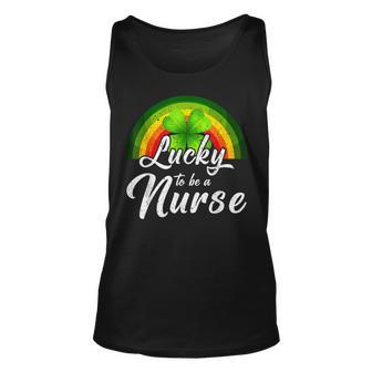 Lucky To Be A Nurse St Patricks Day Rainbow Funny Gifts Unisex Tank Top - Seseable