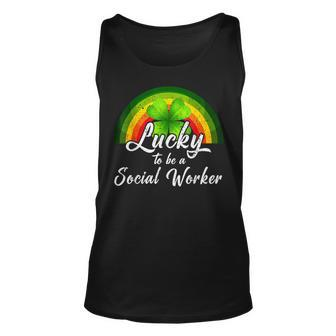 Lucky To Be A Social Worker St Patricks Day Rainbow Gifts Unisex Tank Top - Seseable