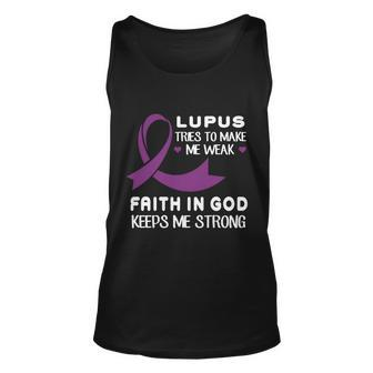 Lupus Tries To Make Me Weak God Keeps Me Strong T-Shirt Men Women Tank Top Graphic Print Unisex - Thegiftio UK