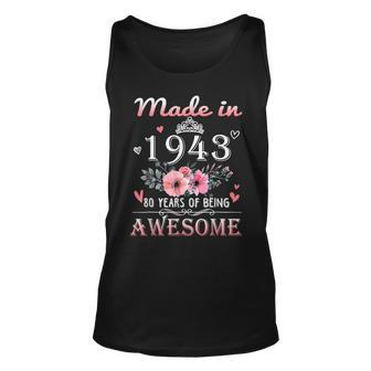 Made In 1943 Floral 80 Year Old 80Th Birthday Gifts Women Unisex Tank Top | Mazezy