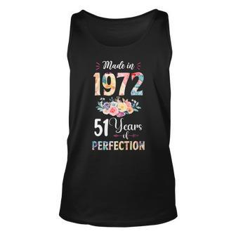 Made In 1972 Floral 51 Year Old 51Th Birthday Gift For Girls Unisex Tank Top - Thegiftio UK