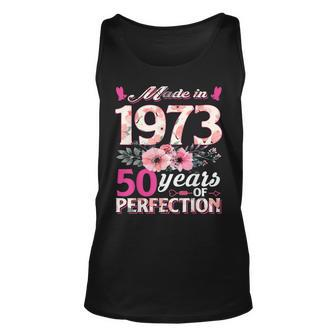 Made In 1973 Floral 50 Years Old Gifts 50Th Birthday Women Unisex Tank Top - Thegiftio UK