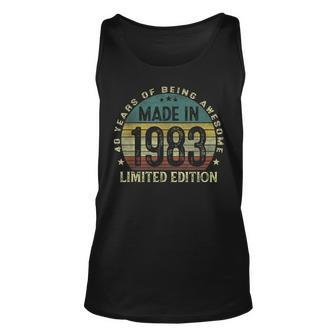 Made In 1983 40 Years Old 40Th Birthday Gifts For Men Unisex Tank Top - Seseable