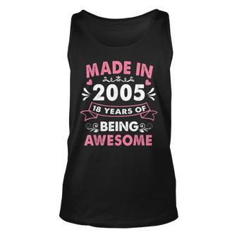 Made In 2005 18 Year Old 18Th Birthday Gift For Girl Women Unisex Tank Top - Thegiftio UK