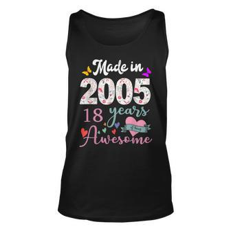 Made In 2005 Floral 18 Year Old 18Th Birthday Gifts Women Unisex Tank Top - Thegiftio UK