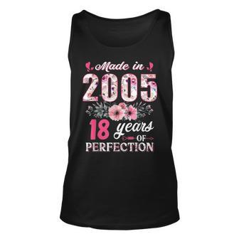 Made In 2005 Floral 18 Year Old 18Th Birthday Gifts Women Unisex Tank Top - Thegiftio UK